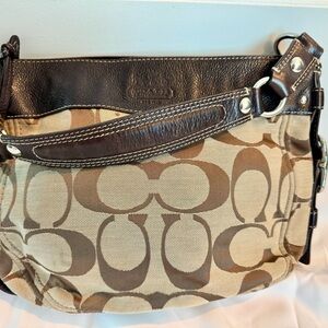 Coach Brown and Tan Signature Purse
